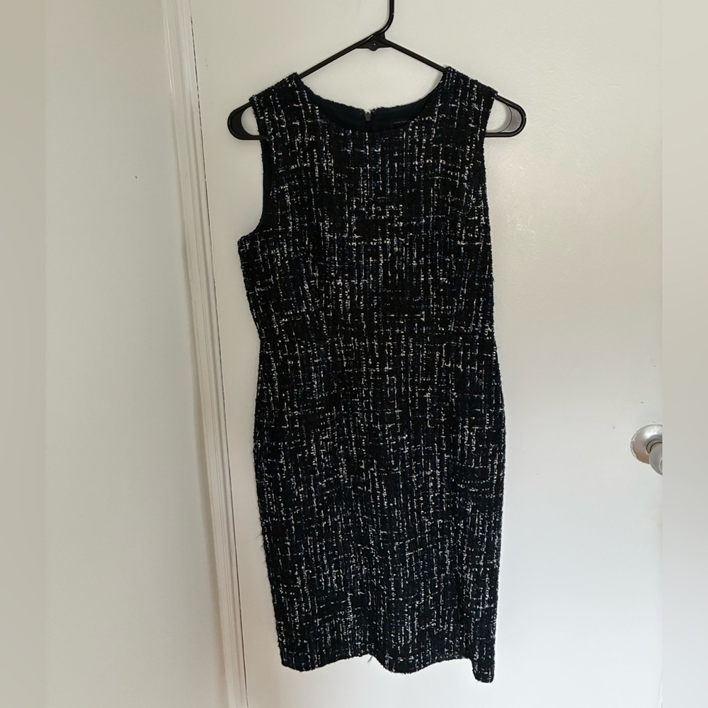 Ann Taylor tweed dress Sz 2 work career business tailored sheath sleeveless - Picture 2 of 7